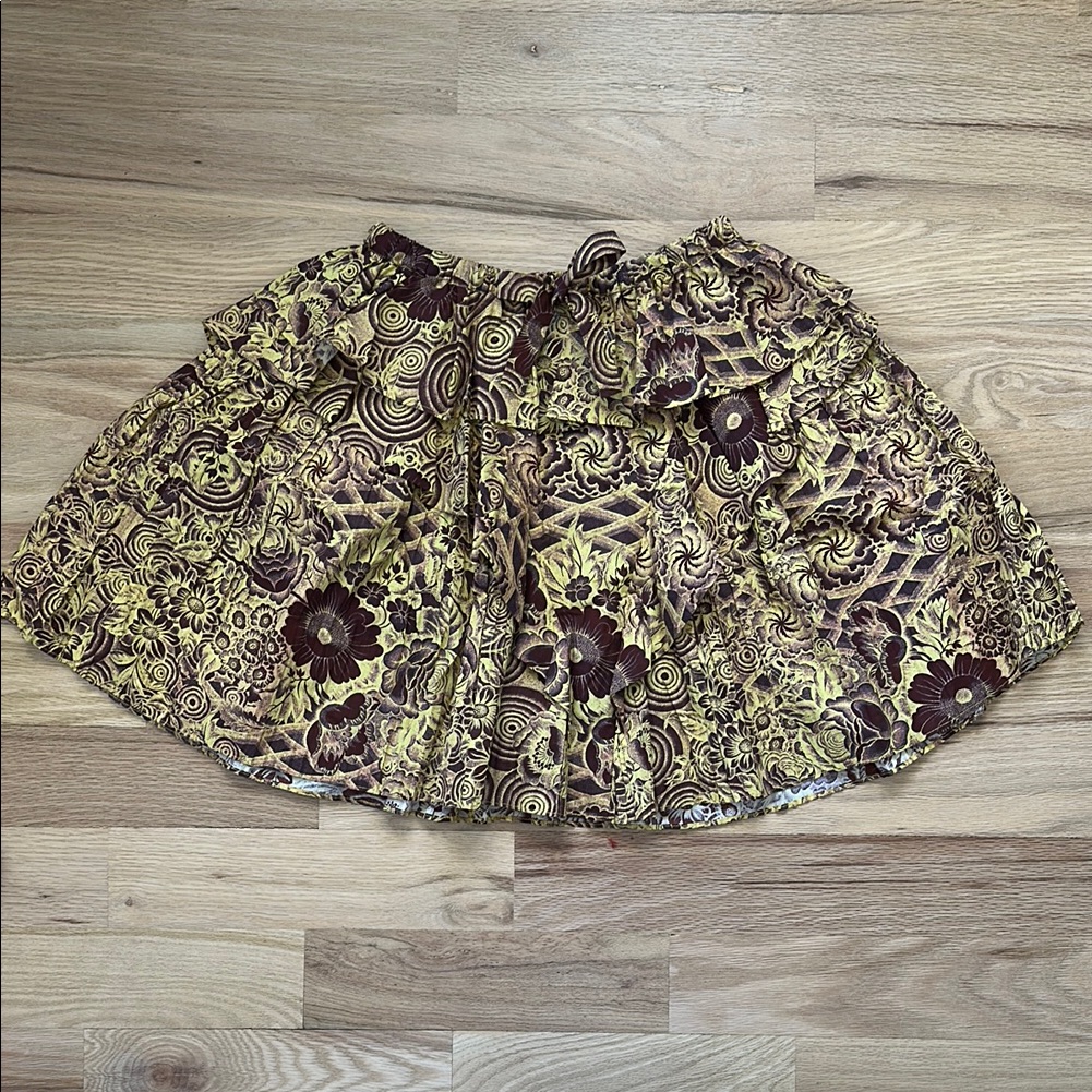 Nwt! Ulla Johnson Ruffly Layers Yellow Sigrid Psychede Mini Skirt Women's Size 0